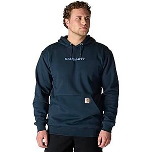 $40.19* | Carhartt Men's Rain Defender Loose Fit Midweight 1889 Graphic Sweatshirt (New Navy) at Amazon